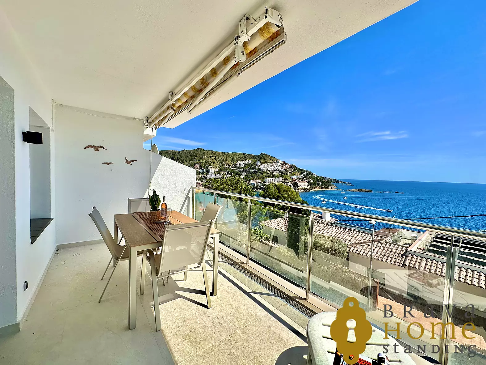 Sunny terrace with panoramic sea views